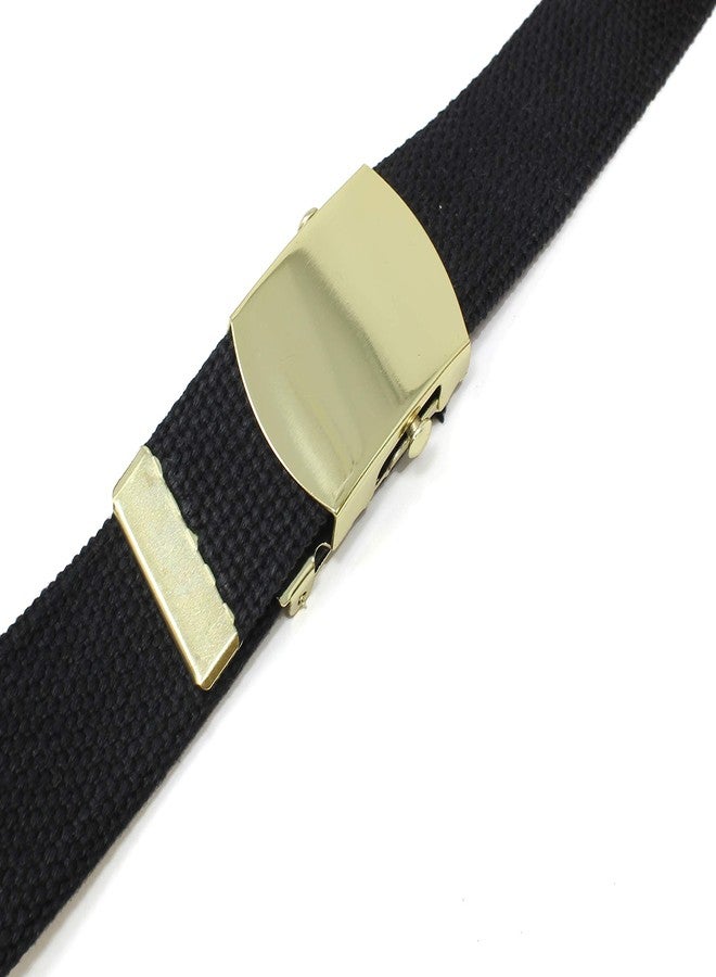 BC Belts حزام قماشي من بي سي بيلتس، تصميم عسكري، مزود بإبزيم وطرف نحاسي، طوله 54 بوصة، متوفر بألوان متعددة (أسود). - Image 4